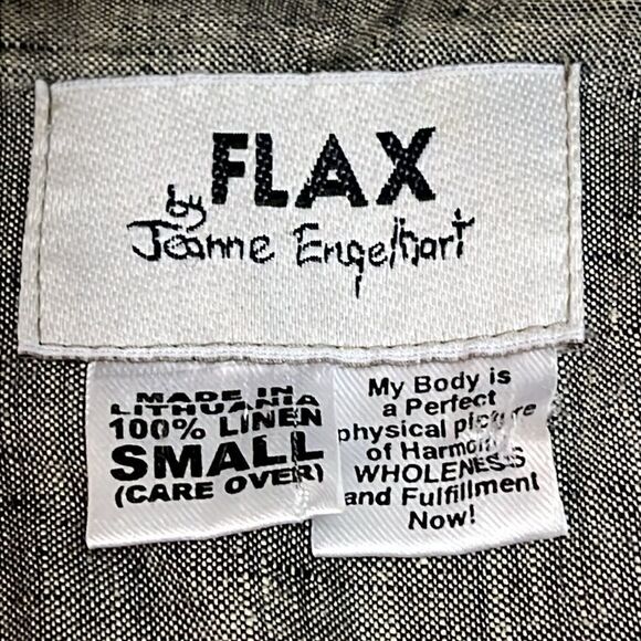 Flax Button Snap Black Tweed Linen Shirt C14 - Picture 6 of 11